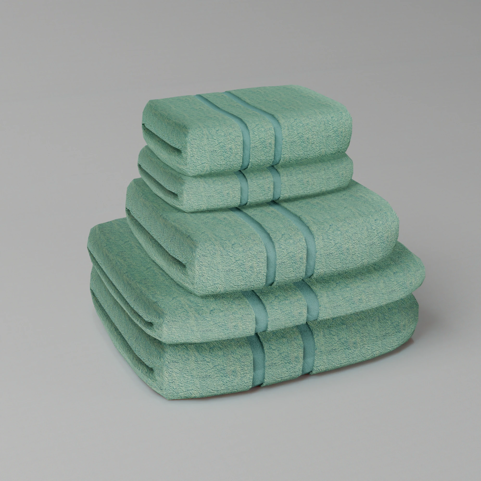 Stack of turquoise bath towels 3D Model .c4d .max .obj .3ds .fbx .stl .blend 