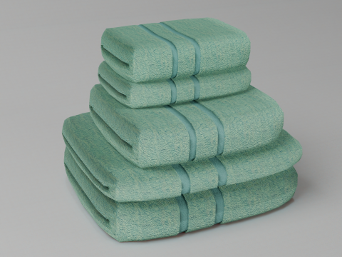 Stack of turquoise bath towels 3D 模型