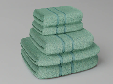 Pile de serviettes de bain turquoise Modèle 3D