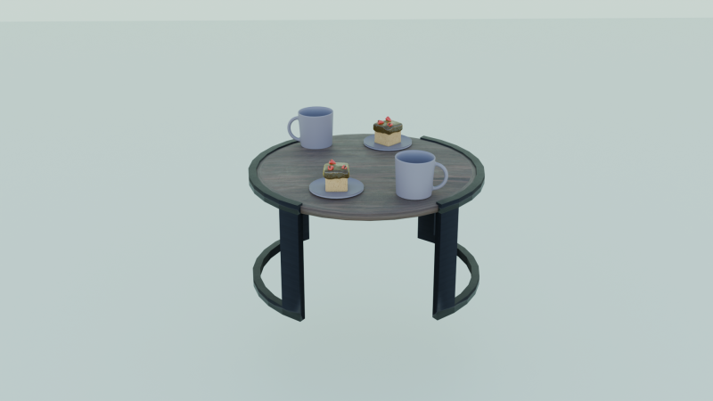 Low-Poly Coffee Table with Plates Cakes and Cups Game Ready Low-poly Modello 3D .c4d .max .obj .3ds .fbx .stl .blend