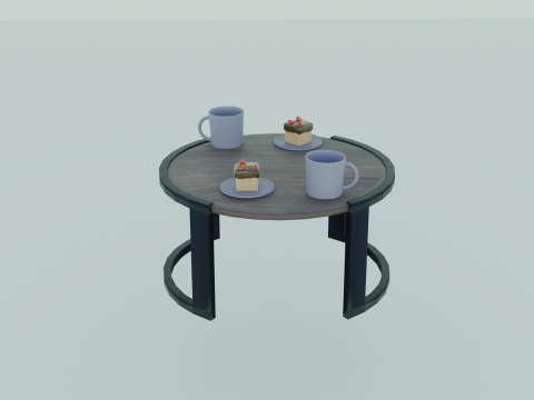 Low-Poly Coffee Table with Plates Cakes and Cups Game Ready Low-poly Model 3D