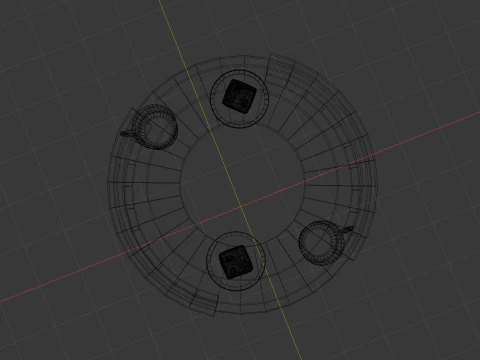 Low-Poly Coffee Table with Plates Cakes and Cups Game Ready Low-poly 3D Model