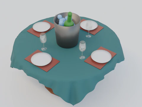 Elegant Dining Table Setup Complete 3D Scene Low-poly 3D Model