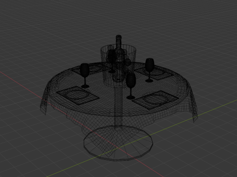 Elegant Dining Table Setup Complete 3D Scene Low-poly Modello 3D