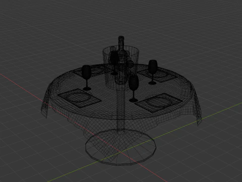 Elegant Dining Table Setup Complete 3D Scene Low-poly 3D Model