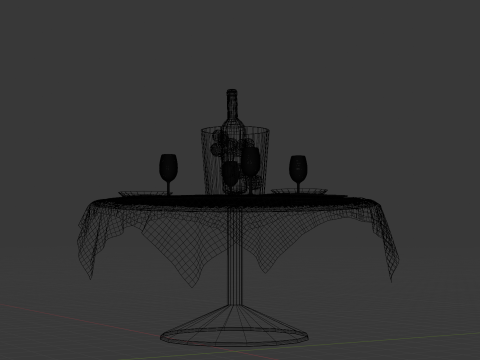 Elegant Dining Table Setup Complete 3D Scene Low-poly Modello 3D