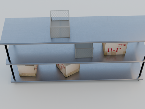 Industrial Metal Shelf with Cardboard and Wire Boxes GameReady Low-poly 3Dモデル