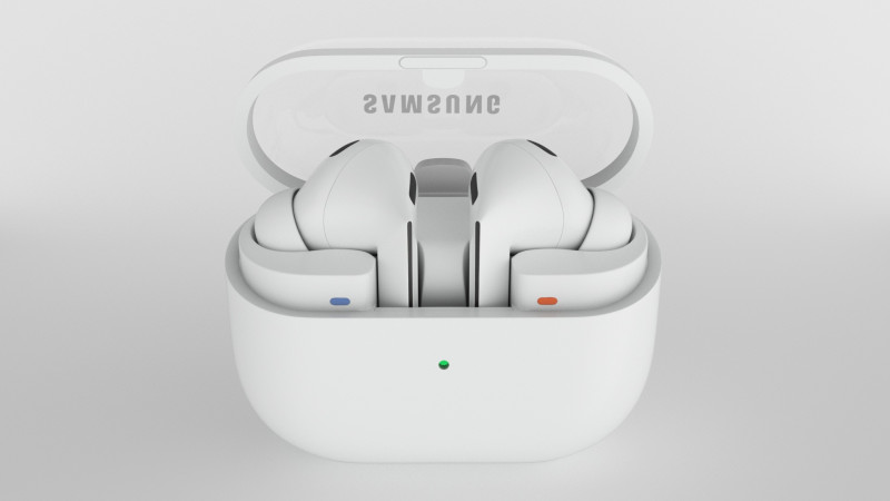 Samsung Galaxy Buds3 Pro White 3D Модель .c4d .max .obj .3ds .fbx .stl .blend 
