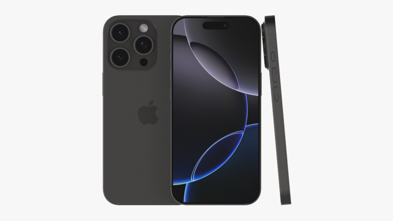Apple iPhone 16 Pro Black Titanium 3Dモデル .c4d .max .obj .3ds .fbx .stl .blend