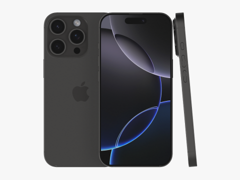 Apple iPhone 16 Pro Black Titanium 3Dモデル