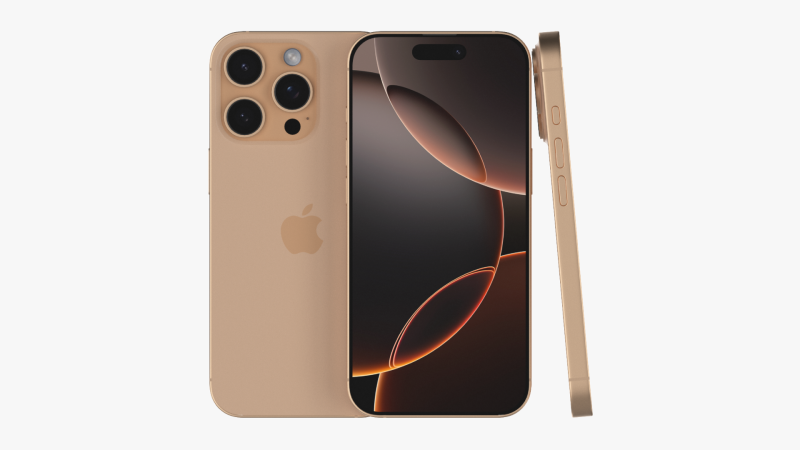 Apple iPhone 16 Pro Desert Titanium Model 3D .c4d .max .obj .3ds .fbx .stl .blend