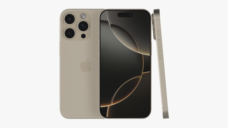 Apple iPhone 16 Pro Natural Titanium 3D 모델 .c4d .max .obj .3ds .fbx .stl .blend