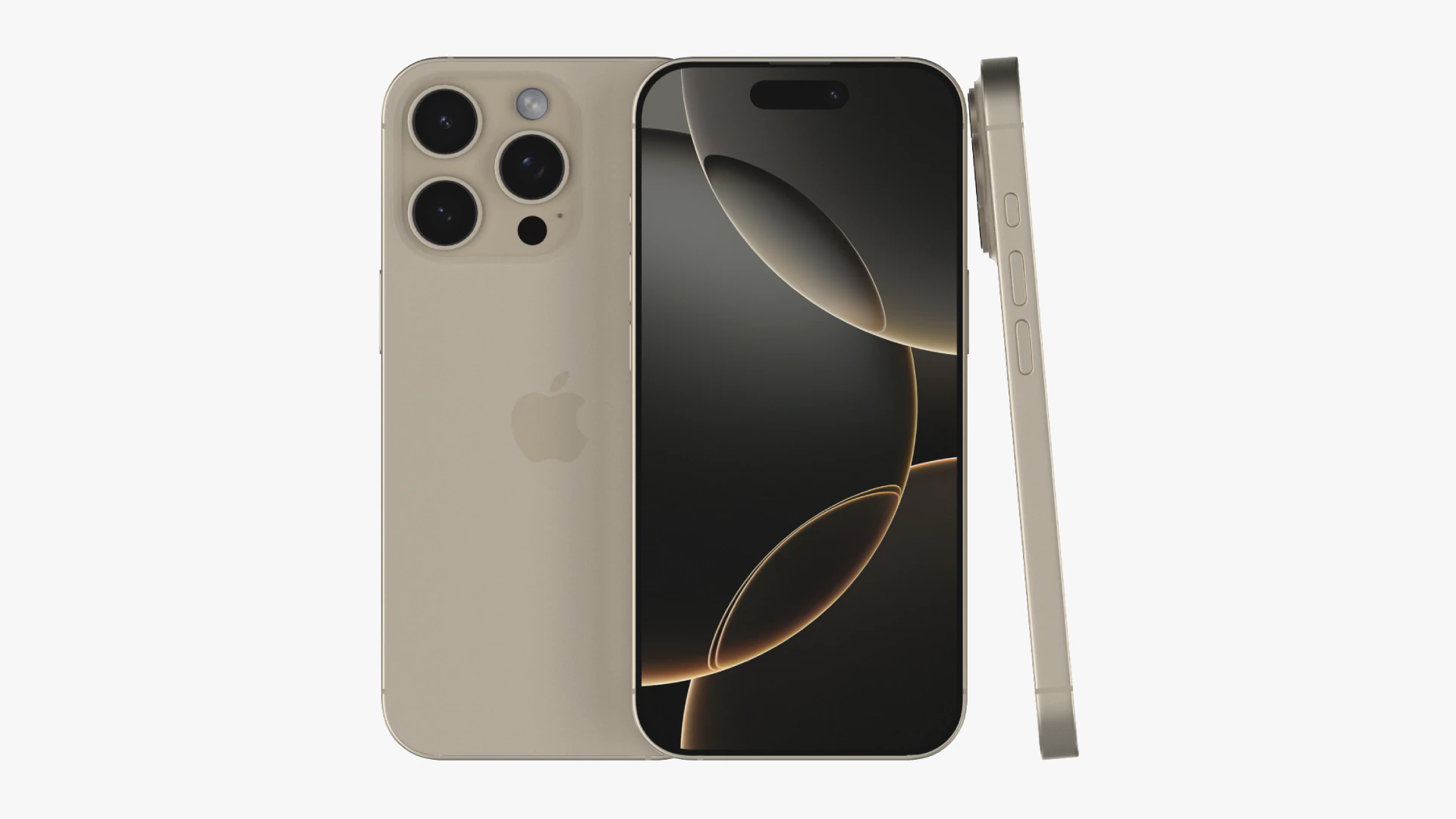 Apple iPhone 16 Pro Tit&acirc;nio Natural Modelo 3D .c4d .max .obj .3ds .fbx .stl .blend 