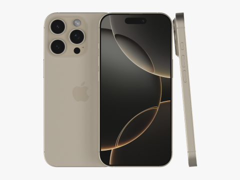Apple iPhone 16 Pro Natural Titanium 3Dモデル