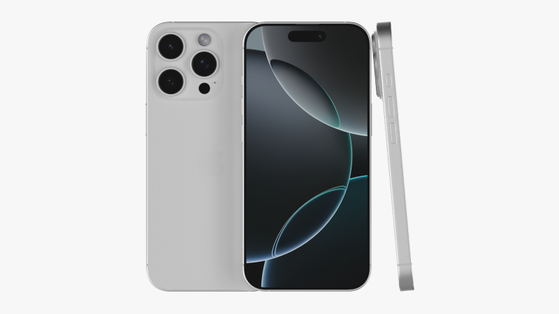 Apple iPhone 16 Pro White Titanium 3D 모델 .c4d .max .obj .3ds .fbx .stl .blend