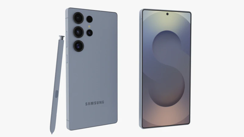 Samsung Galaxy S25 Ультра Титан Серебристо-синий 3D Модель .c4d .max .obj .3ds .fbx .stl .blend 