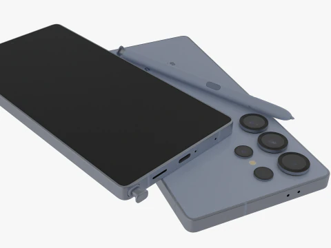 Samsung Galaxy S25 Ультра Титан Серебристо-синий 3D Модель