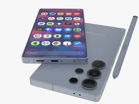 Samsung Galaxy S25 Ультра Титан Серебристо-синий 3D Модель