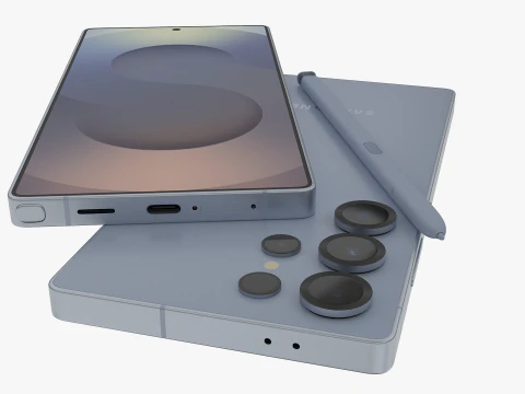 Samsung Galaxy S25 Ультра Титан Серебристо-синий 3D Модель