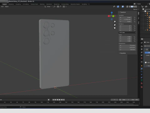 Samsung Galaxy S25 Ультра Титан Серебристо-синий 3D Модель