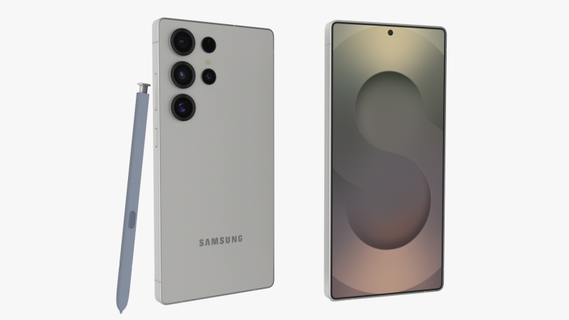 Samsung Galaxy S25 Ultra Titanium Whitesilver 3D Модель .c4d .max .obj .3ds .fbx .stl .blend