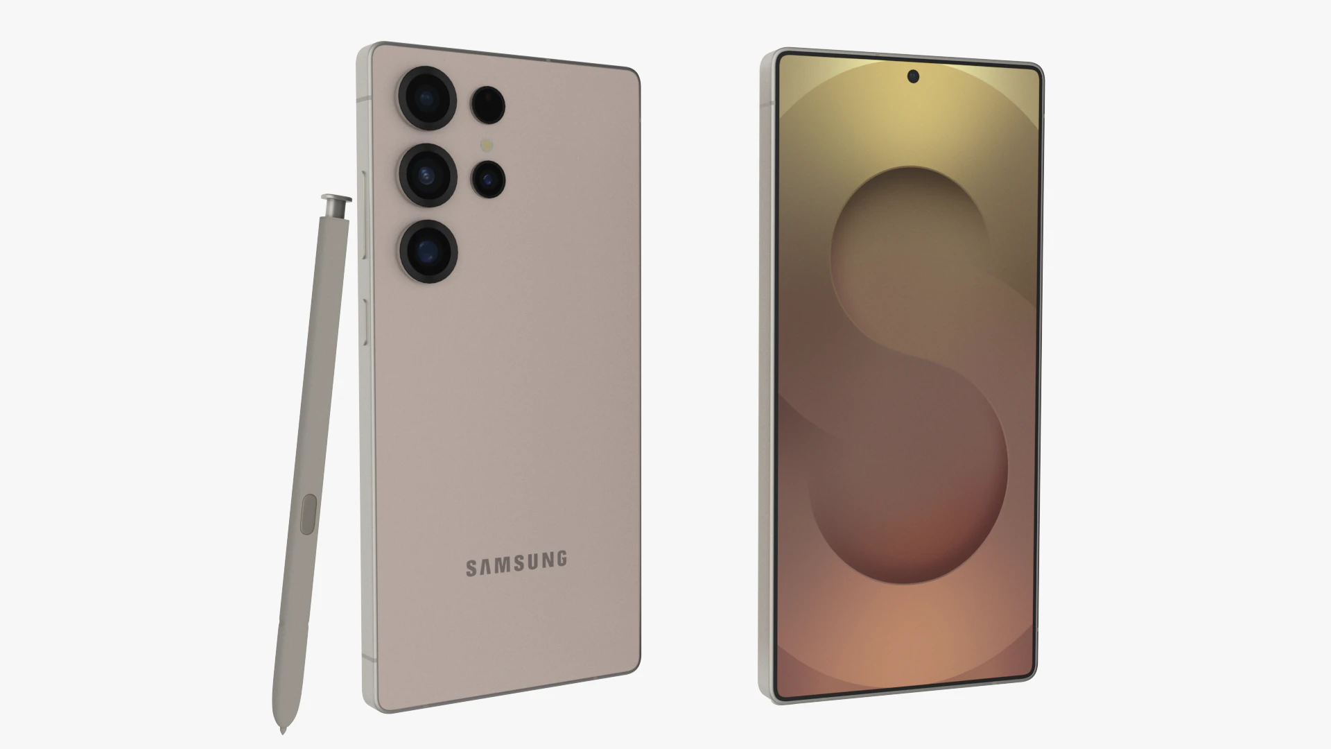Samsung Galaxy S25 Ultra Titanium Pinkgold 3D Model .c4d .max .obj .3ds .fbx .stl .blend 
