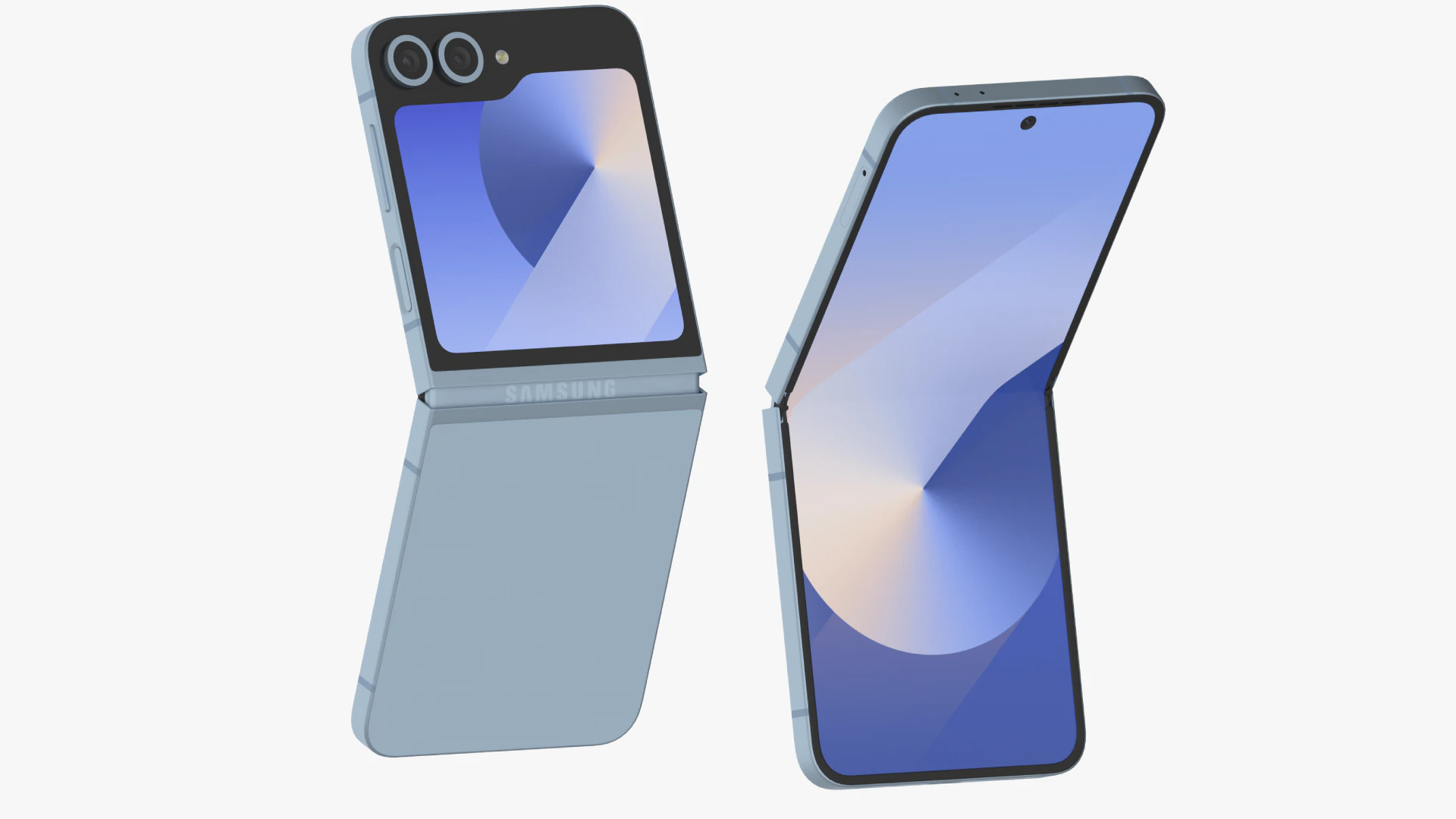 Samsung Galaxy Z Flip 6 Blue 3D Model .c4d .max .obj .3ds .fbx .stl .blend 