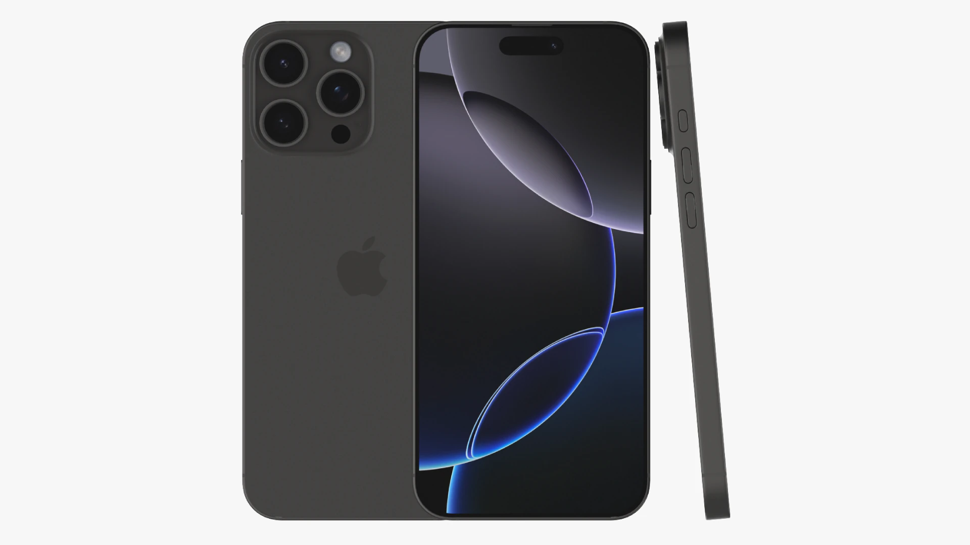 Apple iPhone 16 Pro Max Black Titanium 3D Model .c4d .max .obj .3ds .fbx .stl .blend 