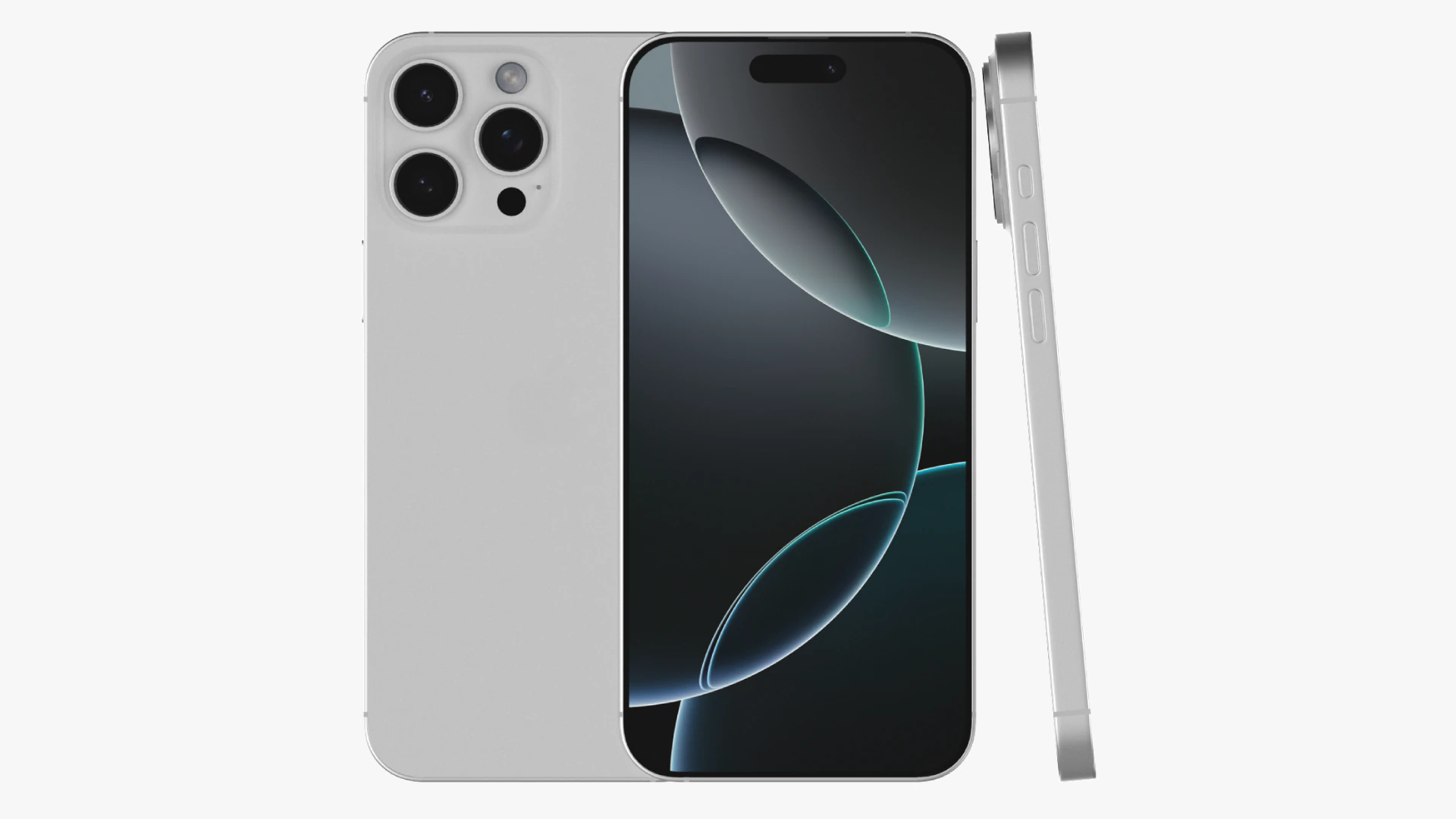 Apple iPhone 16 Pro Max White Titanium 3D Model .c4d .max .obj .3ds .fbx .stl .blend 