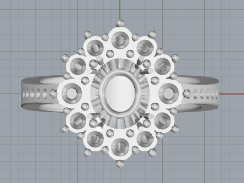 Royal Blossom Cluster Ring Printable Jewelry Model 3dmstl 3D Print Model