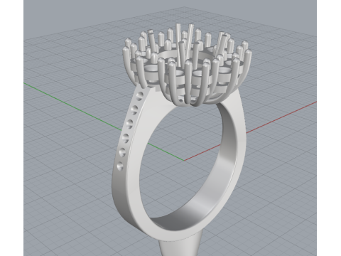 Royal Blossom Cluster Ring Printable Jewelry Model 3dmstl 3D प्रिंट मॉडल