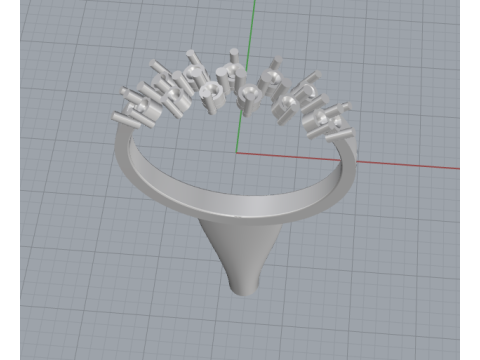 Symmetric Wave Cluster Ring Printable JewelryModel Modelo de impresión 3D