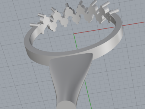 Symmetric Wave Cluster Ring Printable JewelryModel Modelo de impresión 3D