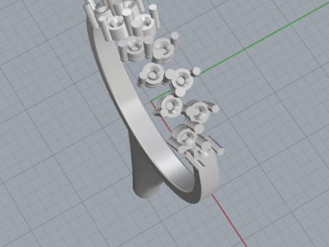 Symmetric Wave Cluster Ring Printable JewelryModel Modelo de impresión 3D