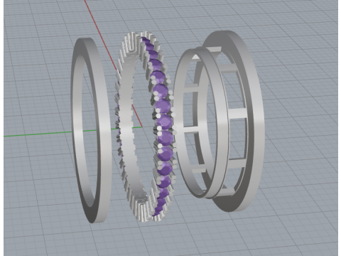 Modular Gemstone Band Ring 3D PrintableJewelry Modelo de impresión 3D