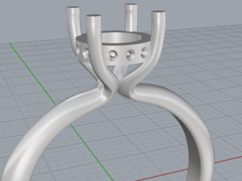 Twist Solitaire Ring with Pav Gallery 3D Printable JewelryModel Modelo de impresión 3D