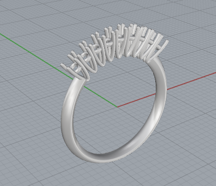 Symmetric Wave Cluster Ring 3D Printable JewelryModel Model do druku 3D .c4d .max .obj .3ds .fbx .stl .blend