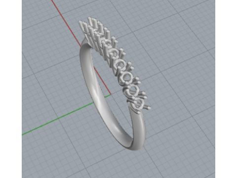Symmetric Wave Cluster Ring 3D Printable JewelryModel Model do druku 3D