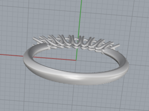 Symmetric Wave Cluster Ring 3D Printable JewelryModel Model do druku 3D