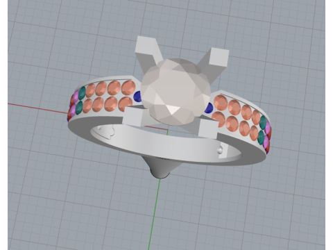 Diamond Pav Solitaire Ring 3D Printable JewelryModel 3D-printmodel