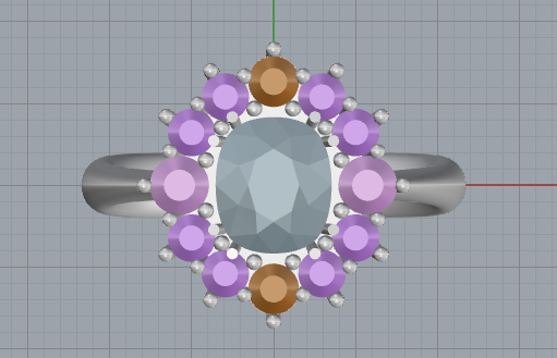 3D Printable Cluster Ring with Oval Center Stone andDualHalo Modelo de impresión 3D .c4d .max .obj .3ds .fbx .stl .blend