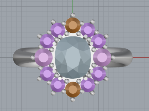 3D Printable Cluster Ring with Oval Center Stone andDualHalo Modelo de impresión 3D