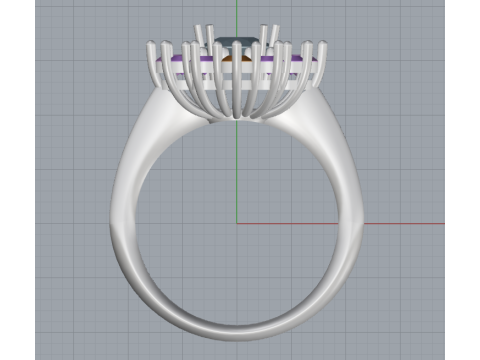 3D Printable Cluster Ring with Oval Center Stone andDualHalo Modelo de impresión 3D