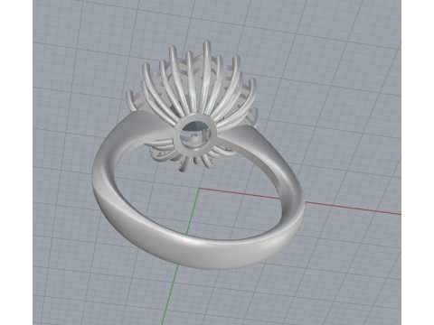 3D Printable Cluster Ring with Oval Center Stone andDualHalo Modelo de impresión 3D
