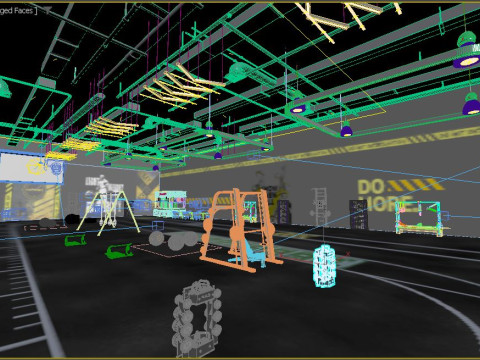 Cross fit training gym 3D Model