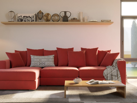 Modern Living Room Interior Scene 3D Model