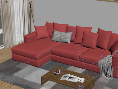 Modern Living Room Interior Scene 3D Model