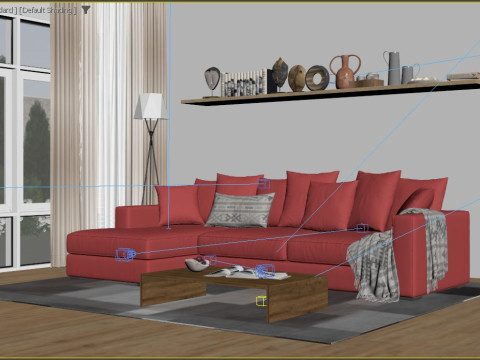 Modern Living Room Interior Scene 3D Model