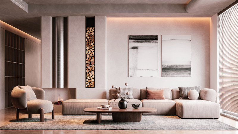 Modern Living Room 3D Модель .c4d .max .obj .3ds .fbx .stl .blend