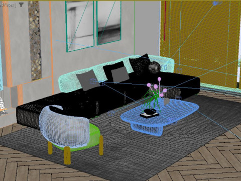 Modern Living Room 3D Модель
